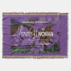 Personalized Floral Proverbs 31 Woman Throw Blanket