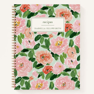 Personalized Floral Recipe Book Custom Name