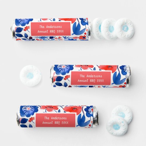 Personalized Floral Red White and Blue Mints