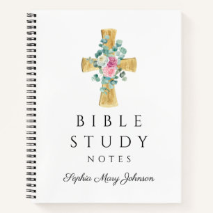 Personalized Floral Religious Cross Notebook