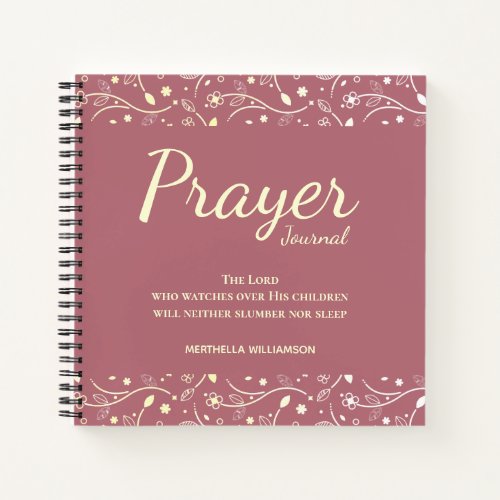 Personalized Floral Rose Gold Prayer Journal