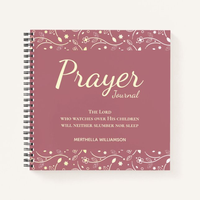 Personalized Floral Rose Gold Prayer Journal (Front)