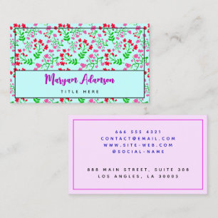 Personalized Floral Roses, Elegant Pink Calling Card