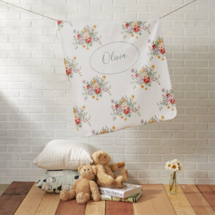 Personalized Floral Sage Green  Baby Blanket