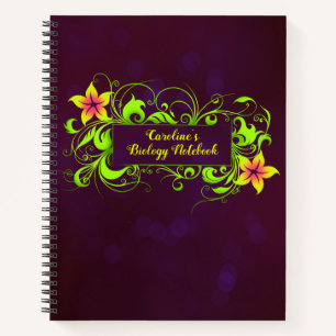 Personalized Floral School Notebook