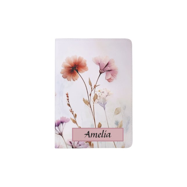 Personalized Floral Serenade Passport Holder (Front)