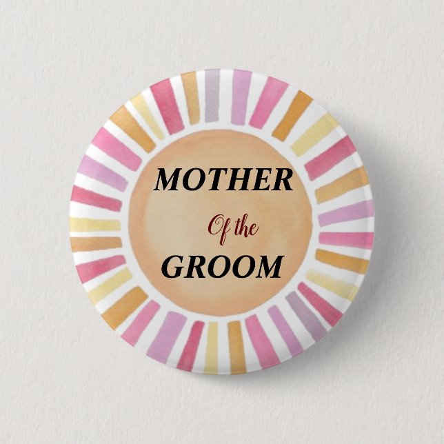 Personalized Floral Shabby Chic Mother of Groom  Button (Front)