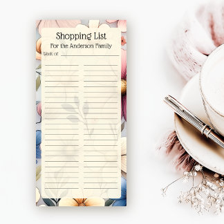 Personalized Floral Shopping List Notepad