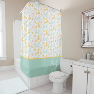 Personalized Floral Shower Curtain
