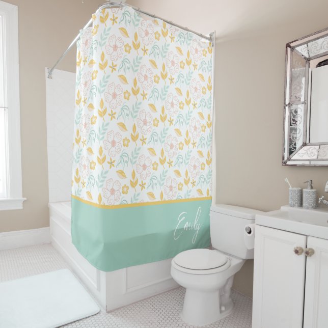 Personalized Floral Shower Curtain (In Situ)