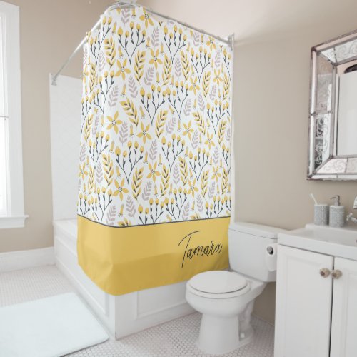 Personalized Floral Shower Curtain