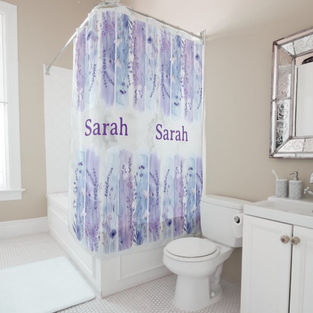 Personalized Floral Shower Curtain with Name (In Situ)