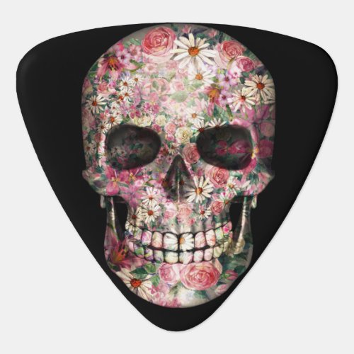 Personalized Floral Skull Guitar Pick