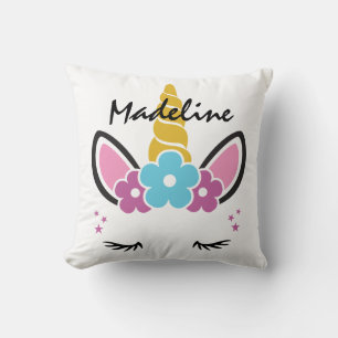 Personalized Floral Sleeping Baby Unicorn Throw Pillow