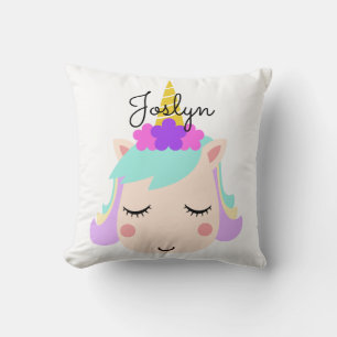 Personalized Floral Sleeping Baby Unicorn Throw Pillow