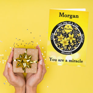 Personalized Floral Sobriety Milestone Card