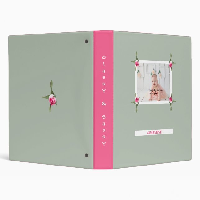 Personalized Floral Spray 3 Ring Binder (Background)