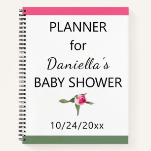 Personalized Floral Spray Baby Shower Planner Notebook