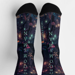 Personalized Floral Spray Fantasy Art Groomsman Socks