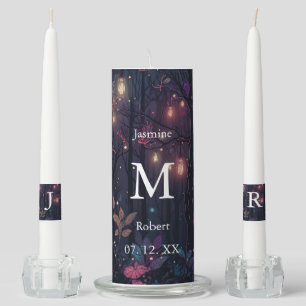 Personalized Floral Spray Fantasy Art Unity Candle Set