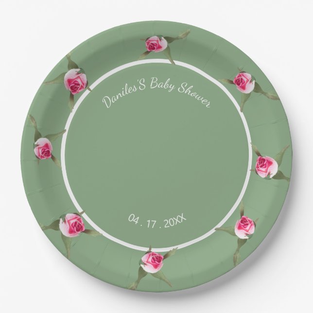 Personalized Floral Spray Paper Plates (Front)