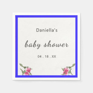 Personalized Floral Spray Purple Baby Shower Napkins