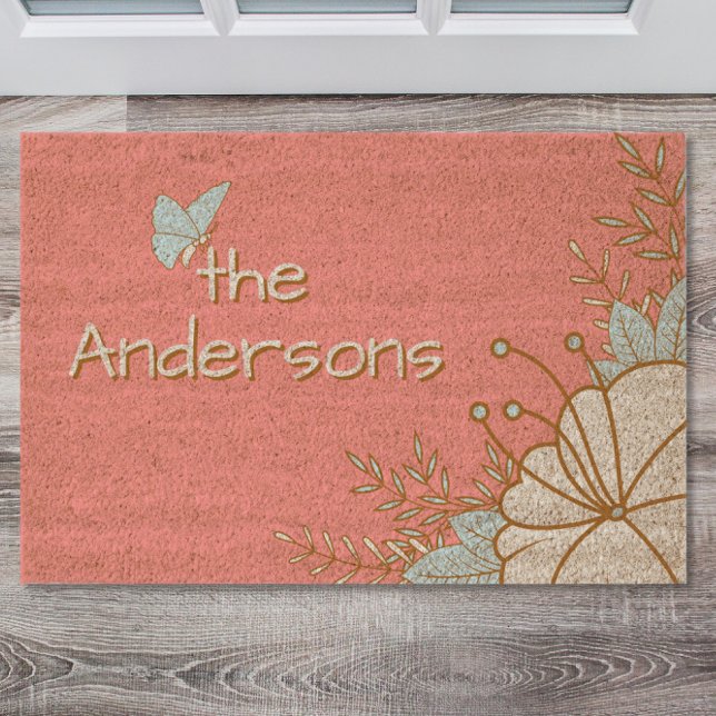 Personalized Floral Spring Welcome Mat (Creator Uploaded)