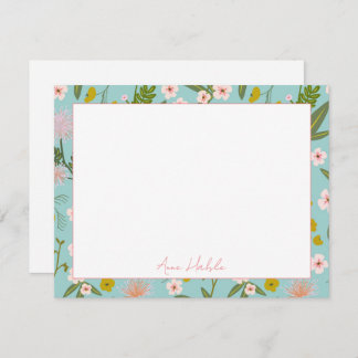 Personalized Floral Stationary Note Card