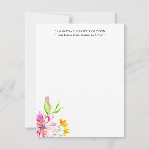 Personalized Floral Stationery Note Card