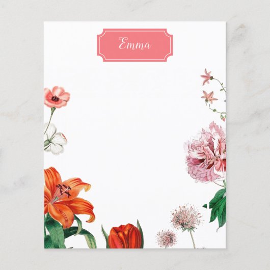 Personalized Floral Stationery with Name  (Front)