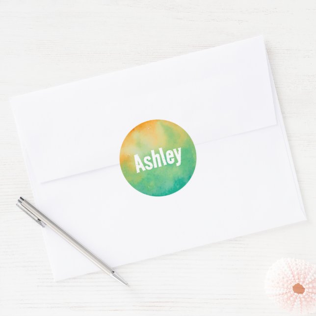 Personalized floral sticker/seal classic round sticker (Envelope)