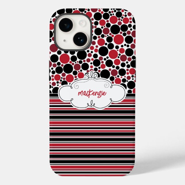 Personalized Floral & Stripes Phone Case (Back)