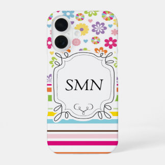 Personalized Floral Stripes Phone Case