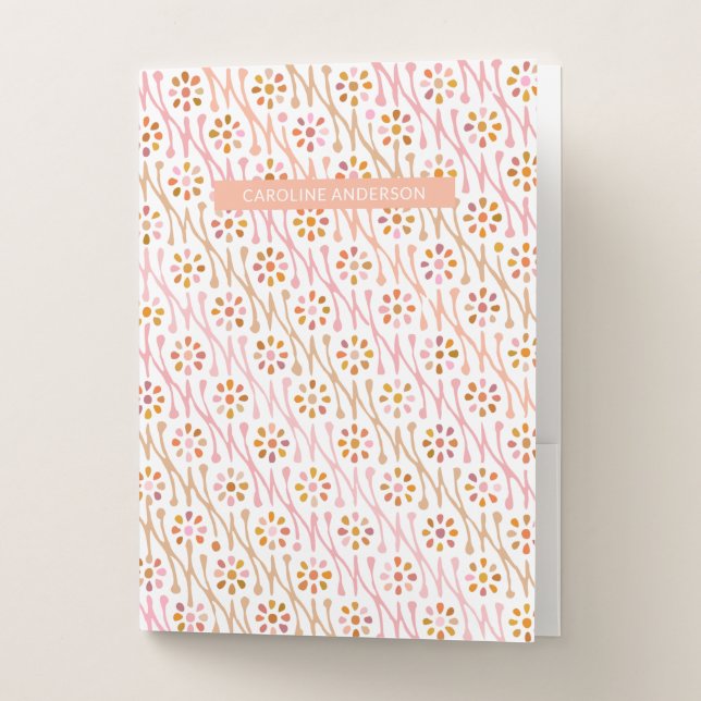 Personalized Floral Student Teacher School Office Pocket Folder (Front)