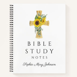Personalized Floral Sunflowers Religious Cross Notebook