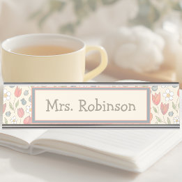 Personalized Floral Teacher Desk Nameplate