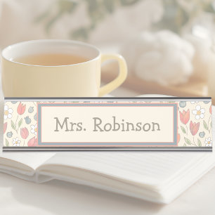 Personalized Floral Teacher Desk Nameplate