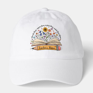 Personalized Floral Teacher Name Hat Custom Name