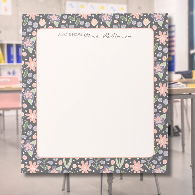 Personalized Floral Teacher Notepad (Personalized Teacher Appreciation Notepad – Floral Design with Custom Name)