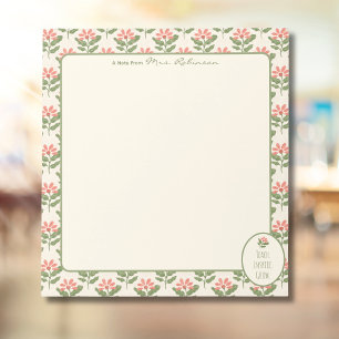 Personalized Floral Teacher Notepad • Custom Name 