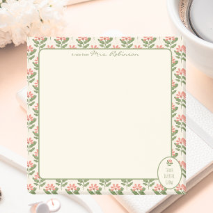 Personalized Floral Teacher Sticky Notes  