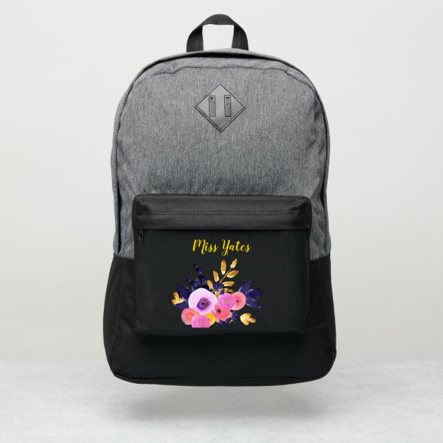 Personalized Floral Teachers  Patterns  Port Authority® Backpack (Front)