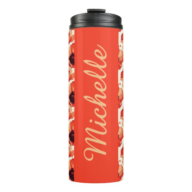Personalized Floral  Thermal Tumbler (Front)