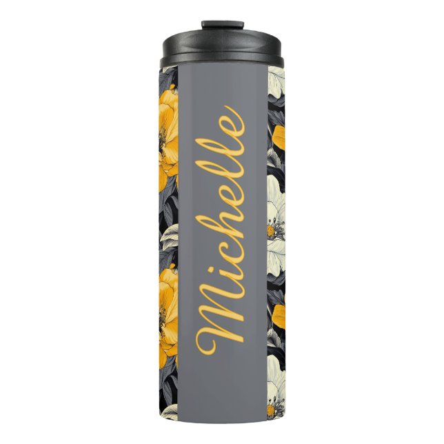 Personalized Floral  Thermal Tumbler (Front)