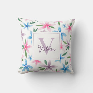 Personalized Floral Throw Pillow