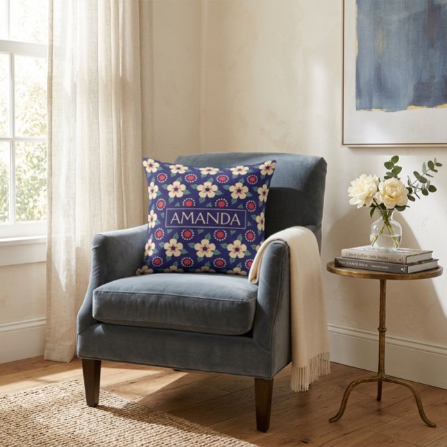 Personalized Floral  Throw Pillow (Creator Uploaded)