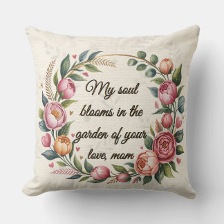 Personalized Floral Throw Pillow with Heartfelt Mo