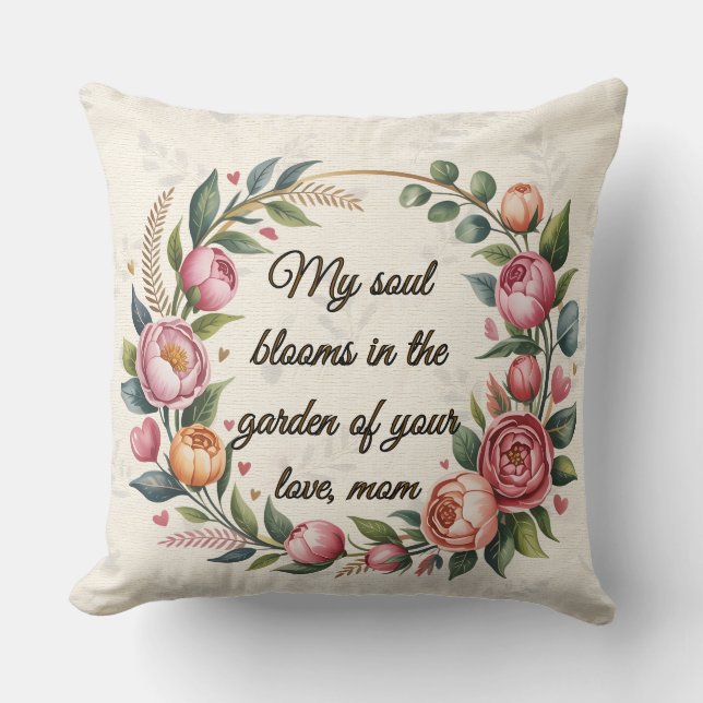 Personalized Floral Throw Pillow with Heartfelt Mo (Front)