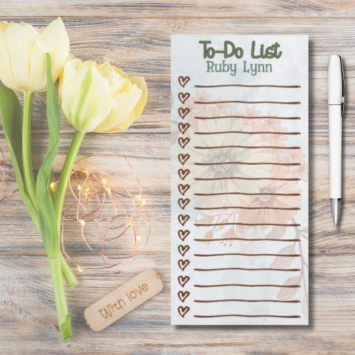 Personalized Floral To_Do List Magnetic Notepad