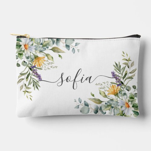 Personalized floral toiletry bag _ name  daisies